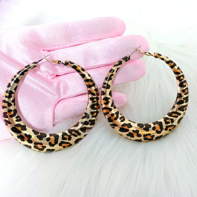 Creolen Leopardenmuster, Gold, Unisex - Bild 1
