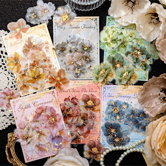 20 Teile PET Aufkleber mit Rosenblumen Motiv in Multicolour für DIY Dekoration, Scrapbooking und Bastelarbeiten - Bild 1