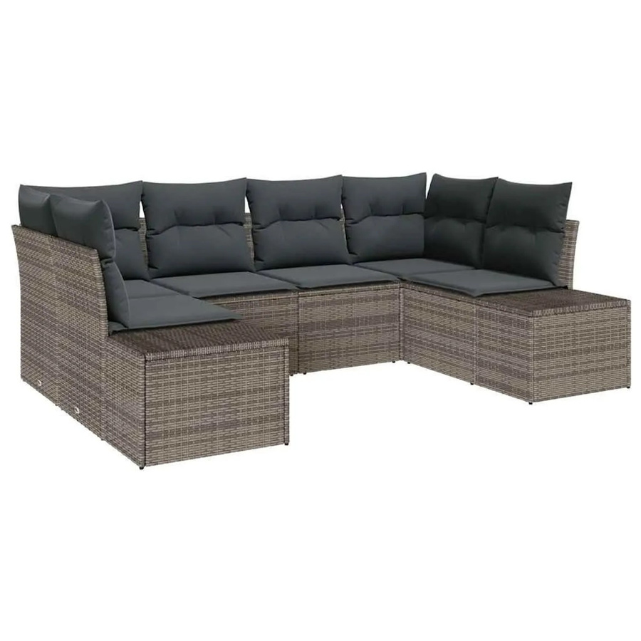 vidaXL Gartensofa-Set in U-Form aus grauem Poly Rattan mit Polstern und integriertem Stauraum für Kissen - Bild 2