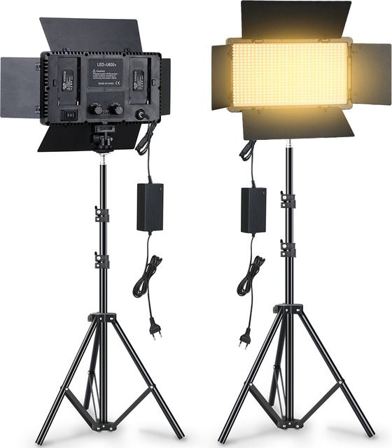 SZKOSTON LED Fotografie Video Licht Panel Set mit Stativ in Schwarz für Studio, Live-Streaming und YouTube - Bild 1
