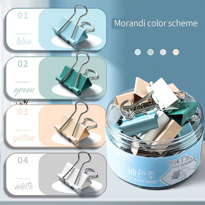 M&G Foldback Clips in bunten Morandi-Farben aus Metall für Schule und Büro, 1 Box - Bild 3