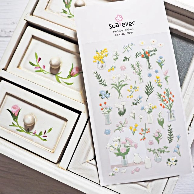 Suatelier Blumen Bouquet PVC Aufkleber für Scrapbooking und Journaling, Mehrfarbig - Bild 1