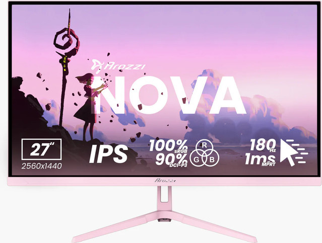 Arozzi Nova Gaming-Monitor, 27 Zoll, QHD, IPS, 180 Hz, Pink - Bild 1