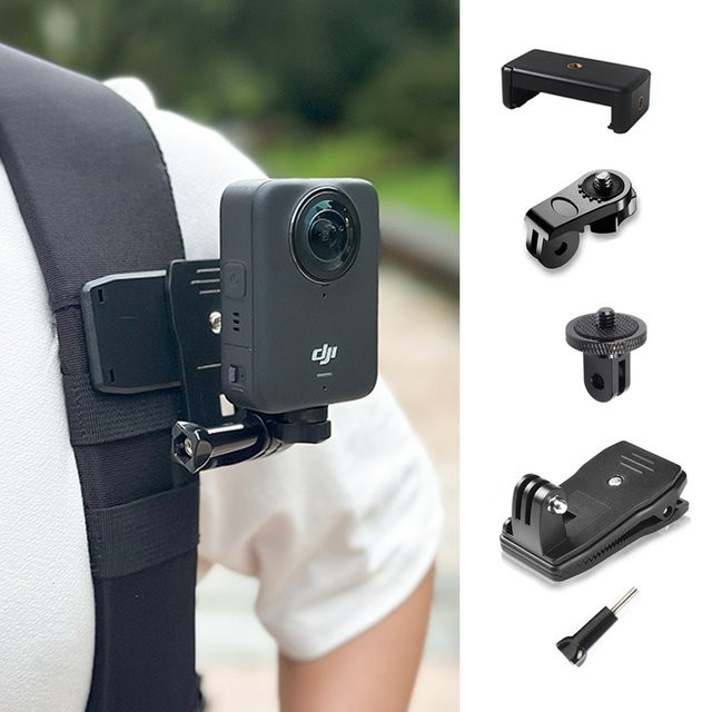DIXSG Rucksack-Clip Schultergurt-Halterung für GoPro DJI Osmo Action und Insta360 in Schwarz - Bild 1