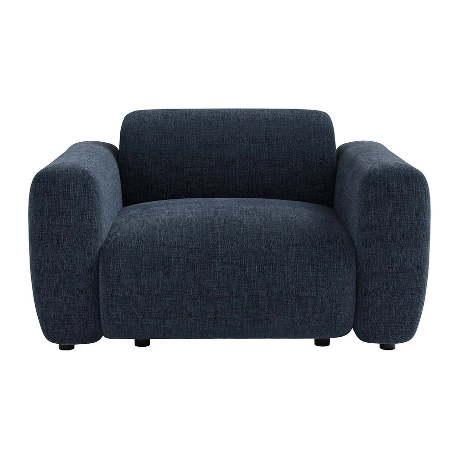 Vente-unique Sessel Pogni mit gerader Rückenlehne und Armlehnen in Blau aus Stoff, Breite: 130 cm - Bild 2