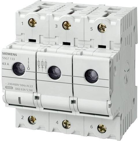 Siemens Lasttrennschalter 25A 400V Sicherungsgröße D02 in Weiß - Bild 1