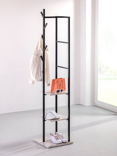 Garderobenständer Post Tree von Heine Home in Schwarz und Grau, modern aus Metall und MDF, H x B x T: 182 x 40 x 40 cm - Bild 1