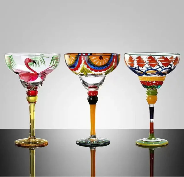 Handgemachtes buntes Cocktailglas für Margarita und Champagner, kreatives Weinglas aus Glas, Höhe: 18,0 cm, Breite: 11,0 cm - Bild 1