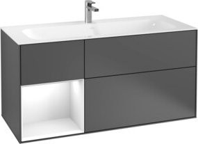 V&B Waschtischunterschrank Finion mit Wandbeleuchtung, Anthrazit lackiert, Breite: 119,6 cm, Tiefe: 49,8 cm - Bild 1