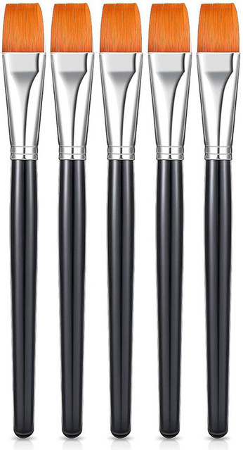 Flache Pinsel-Sets aus synthetischem Nylon für Aquarell, Acryl und Ölmalerei sowie für feines Kunsthandwerk und Körperbemalung in Schwarz und Braun - Bild 1