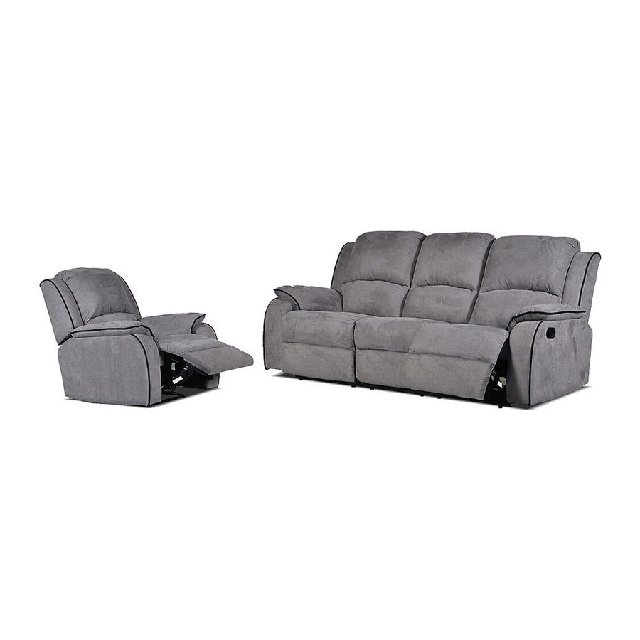 Vente-unique Couchgarnitur Hernani mit Sessel aus Microfaser, Grau, Breite: 210 cm, Tiefe: 100 cm - Bild 2