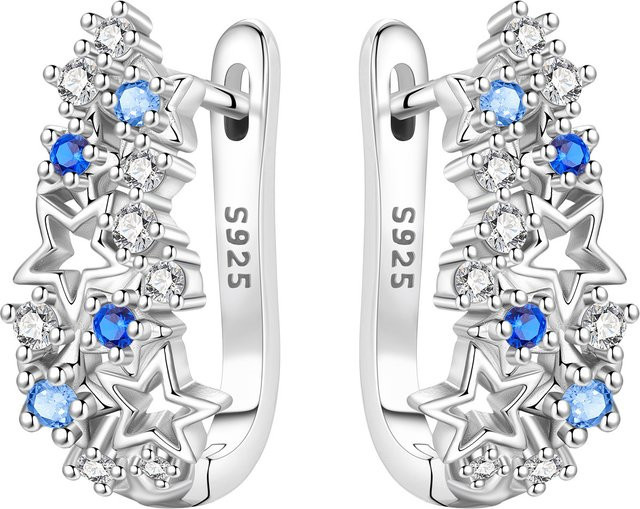 MISEFF Creolen 925 Silber, blau, Zirkonia, Unisex - Bild 1