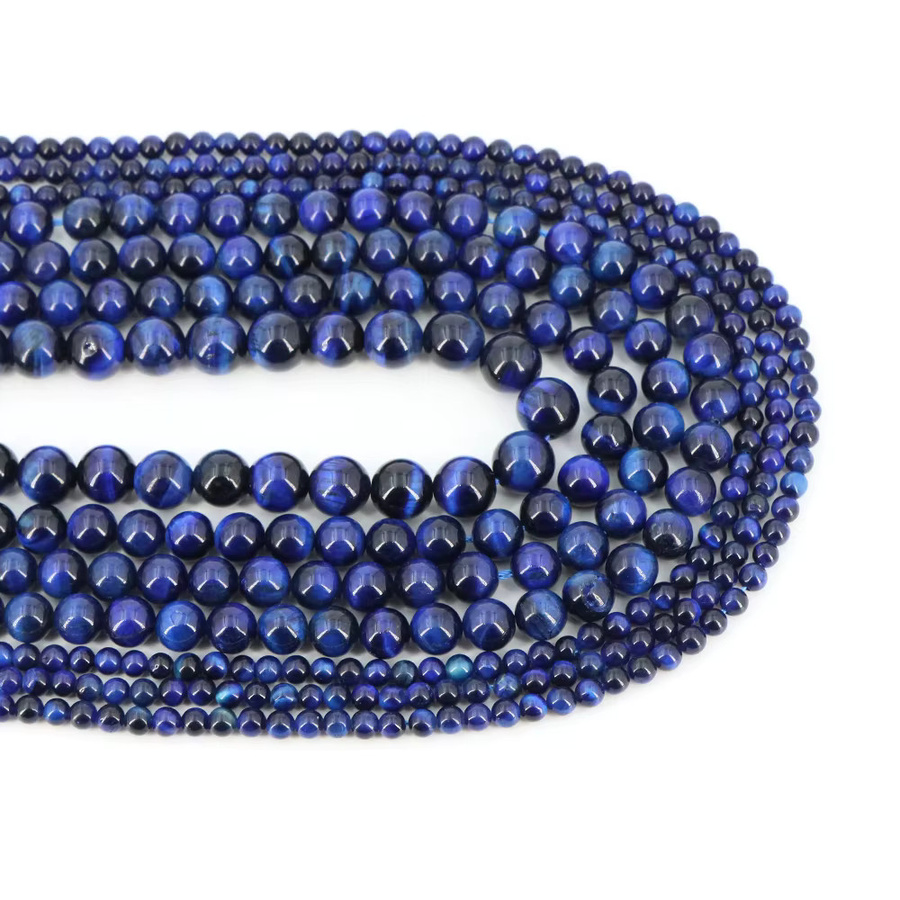 Perlen Naturstein Lapislazuli, Tigerauge, Runde Edelstein Perlen - Bild 5