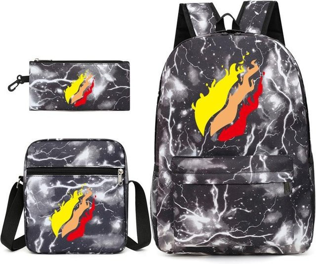 3-teiliges Schulrucksack-Set für Schüler aus Oxford-Stoff in Multicolour mit Schultasche und Federmäppchen - Bild 1