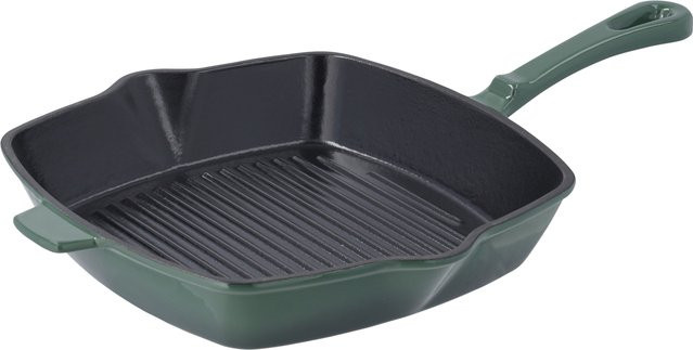 SILVERCREST Premium-Gusseisen-Grillpfanne, Durchmesser: 24 cm, Grün - Bild 1
