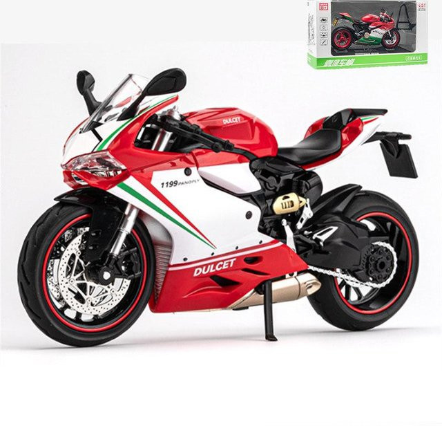 Linyi toy car Panigale Rennmotorrad Modell, 1:12, Metall, mit Sound und Licht - Bild 1