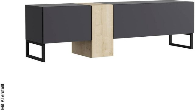 Modernes TV-Lowboard Saphir in Anthrazit, B/H/T: 157 x 45 x 37 cm - Bild 1