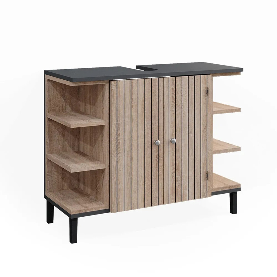 Vicco Waschtischunterschrank Aquis Badezimmer Sonoma Anthrazit B/T: 79,6 x 64 cm - Bild 3
