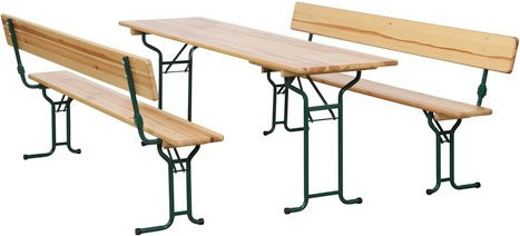FUN STAR Gartenmöbelset 3er-Set aus Stahl und Holz in Beige - Bild 1