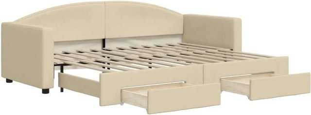 vidaXL Tagesbett ausziehbar mit Schubladen in Beige, B/T/H: 80 x 200 cm - Bild 1