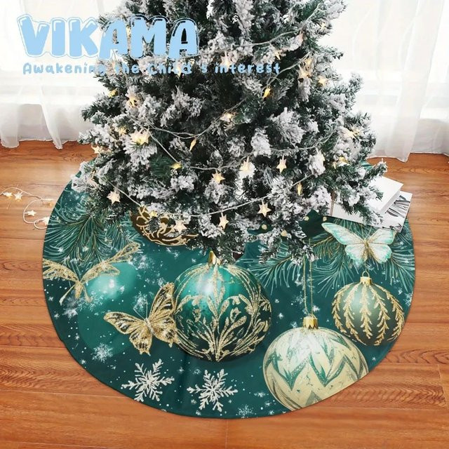 VIKAMA Weihnachtsbaumrock und Bodenmatte mit klassischem floralem Design für drinnen und draußen - Bild 1