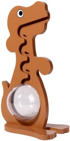 Miro Sparschwein aus Holz und transparentem Acryl mit Dinosaurier-Design in Braun und Transparent - Bild 1
