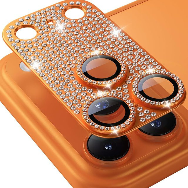 Bling Diamond Kameraobjektiv-Displayschutzfolie aus gehärtetem Glas für iPhone 17 Air 16 15 14 13 Pro Max Plus in Silber - Bild 1