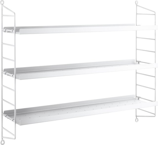 String Furniture Pocket Regal aus Metall in Weiß mit verstellbaren Regalböden und Wandmontage - Bild 1