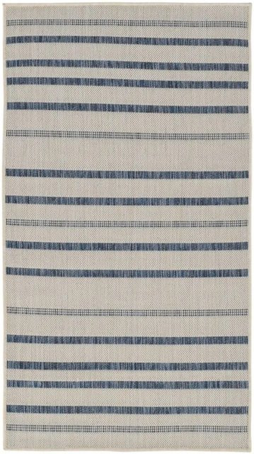 Vercai Rugs Teppich Terrace Streifen Weiß Azurblau B: 80 cm, L: 150 cm - Bild 1