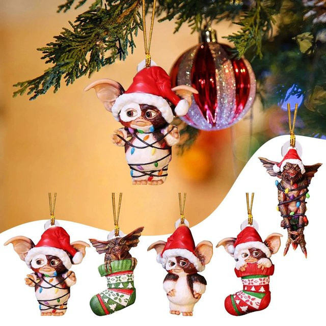 Gremlins Weihnachtsbaum Ornament aus Acryl als dekorativer Anhänger für Rückspiegel, Taschen und Schlüsselanhänger, Mehrfarbig - Bild 1