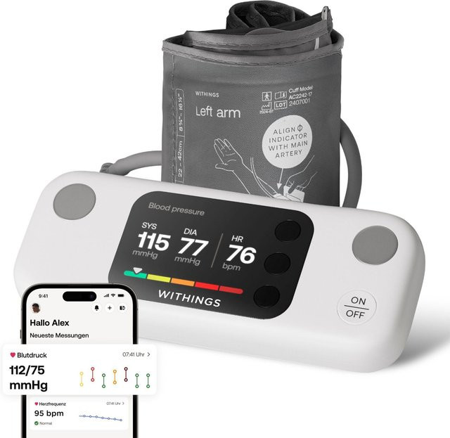 Withings BPM Vision Smartes Oberarm-Blutdruckmessgerät in Weiß mit 2,8 Zoll LCD-Farbbildschirm und FlexiFit Manschette (22-42 cm) - Bild 1