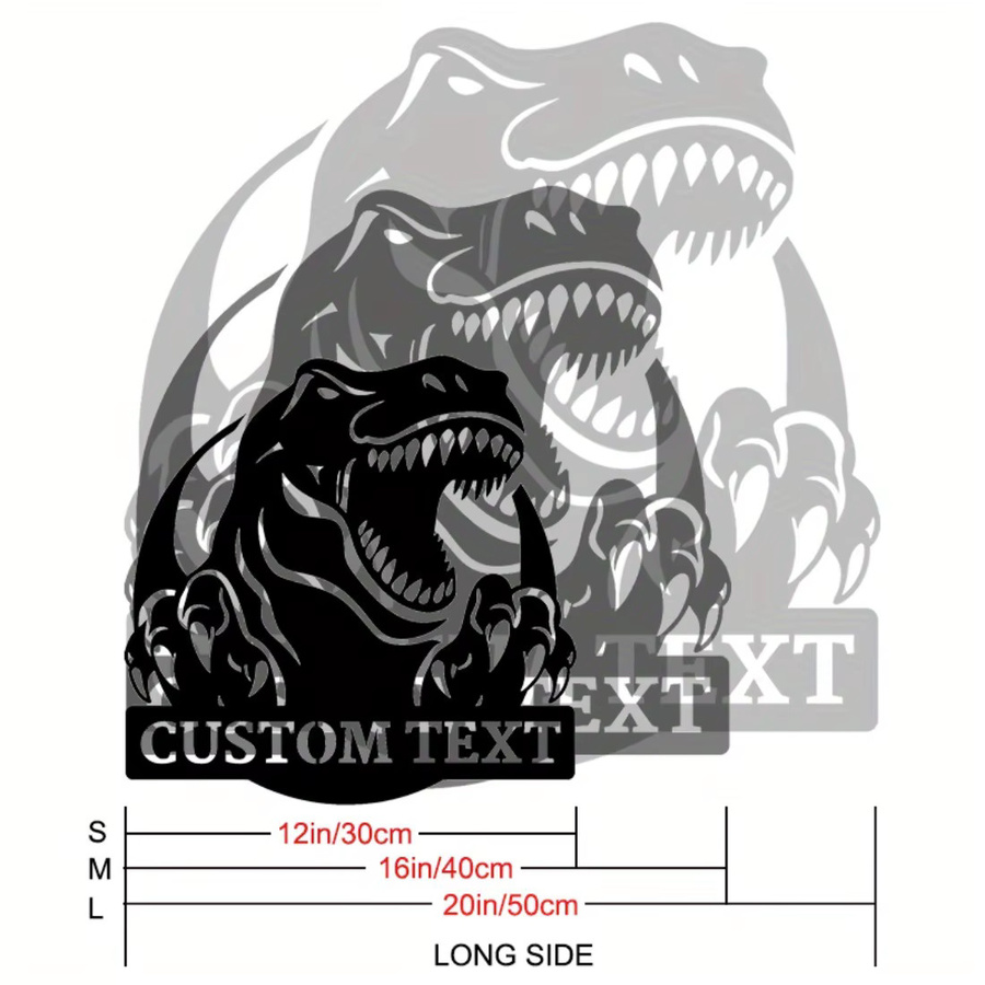Hello Young Personalisierte T-Rex Metallwandkunst im Vintage-Stil, Schwarz - Bild 2