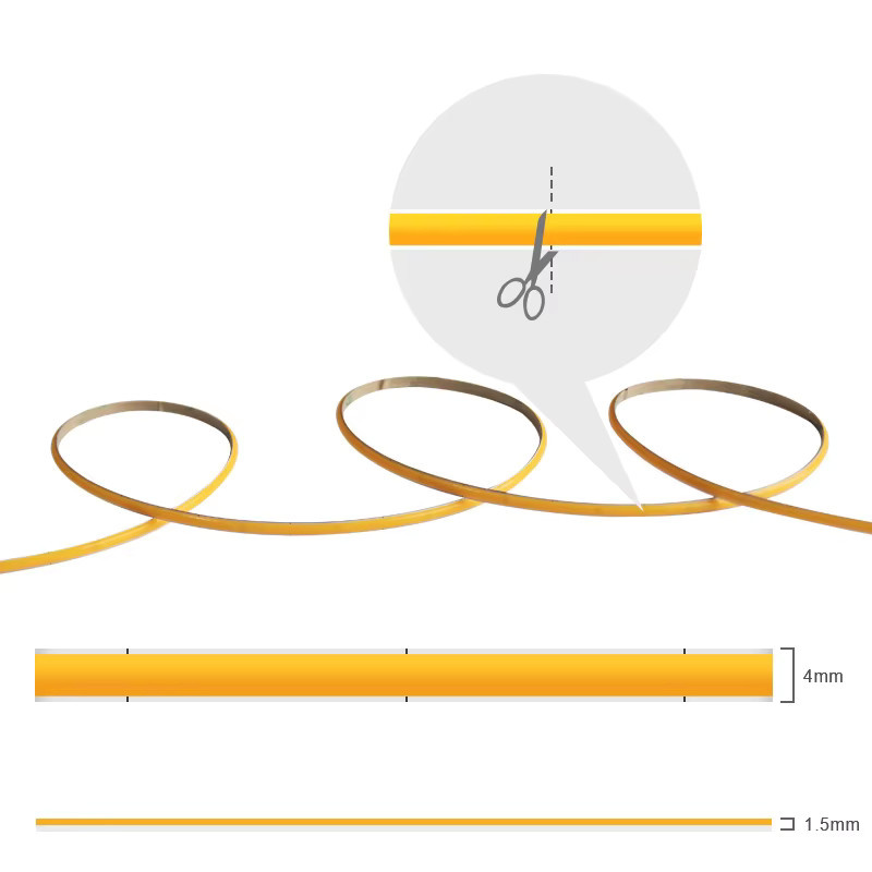 Flexible COB-LED-Lichtleiste mit 480 LEDs/m für Raum- und Auto-Dekoration, dimmbar, 12 V oder 24 V, in warmweiß, neutralweiß oder kaltweiß - Bild 3