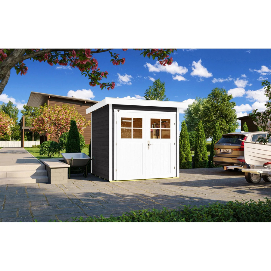 WEKA Gartenhaus 227 Gr.1 aus Massivholz mit Flachdach in Anthrazit, B/H/T: 225 x 217 x 209 cm - Bild 2