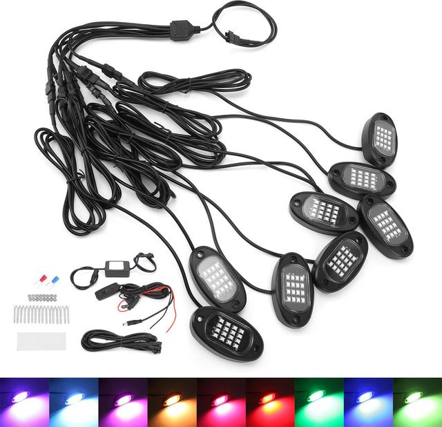 Koogeelife Auto LED Ambientebeleuchtung Unterboden mit Bluetooth und Fernbedienung in Schwarz und Multicolour RGB - Bild 1