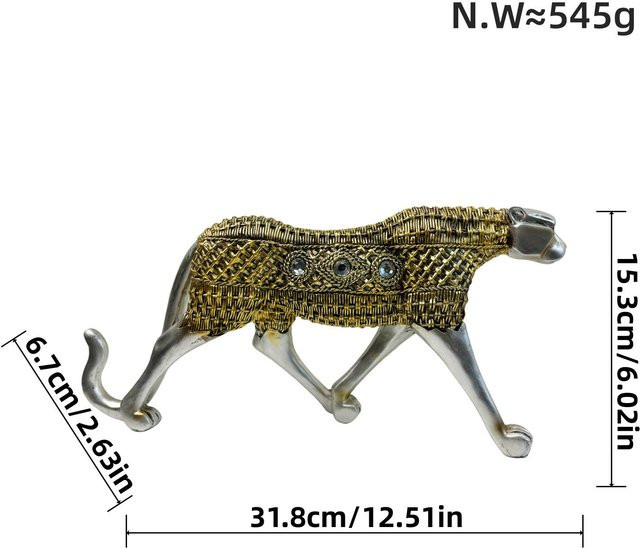 Yiran Furniture Leopard Deko-Figur aus Kunstharz in Gold oder Silber für Wohnzimmer und Büro - Bild 1