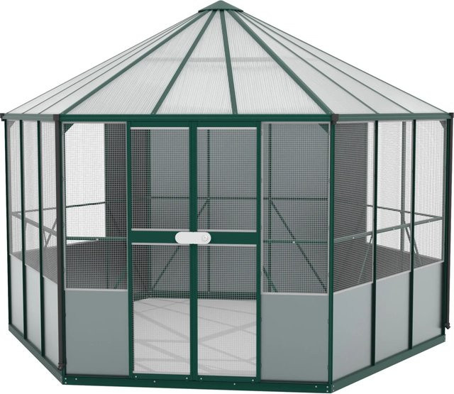 Vitavia Vogelvoliere Circus 9000 mit Faltdach aus Kunststoff, Smaragd, B/T/H: 383,3 x 336 x 283 cm - Bild 3