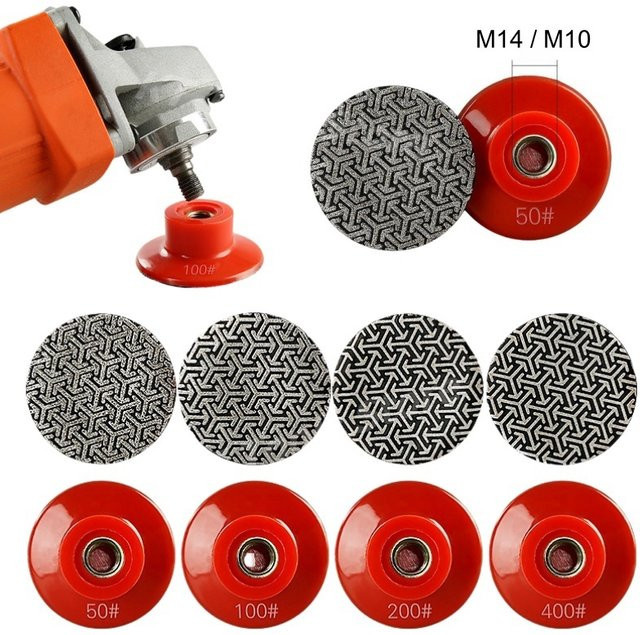 Okerqi Diamant Hand Polierpads Set für Glas, Granit, Marmor und Beton, Farbe: Rot, Durchmesser: 50 mm, Gewinde: M14/M10 - Bild 1