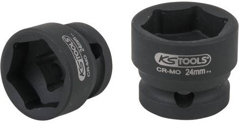 KS Tools 1/2" Sechskant-Kraft-Stecknuss extra kurz 24,0 mm aus Chrom-Molybdän in Schwarz - Bild 1