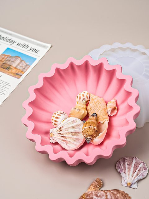 UDOCOOL Silikonform für DIY-Dekorationen in Pink, Wellen-Design für Blumentöpfe, Schalen und Kerzen aus Zement, Gips oder Harz - Bild 1