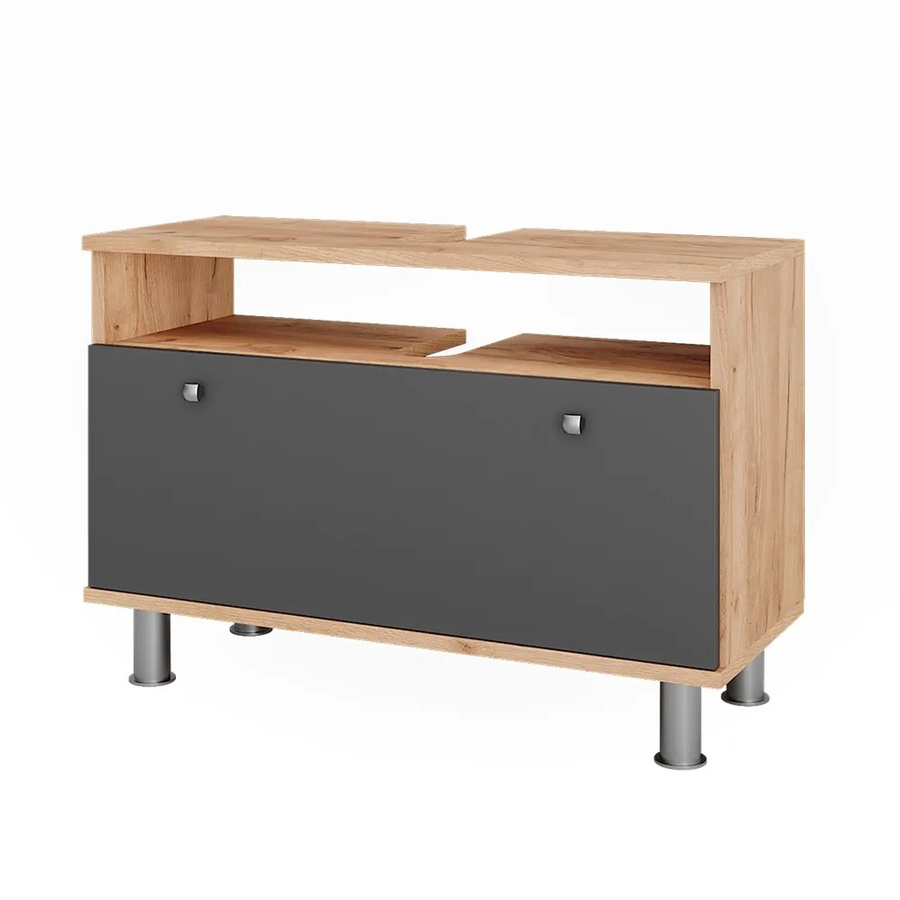 Vicco Waschbeckenunterschrank Fynn in Eiche und Anthrazit mit Schubladen und Türen, Breite: 80,2 cm, Tiefe: 54 cm - Bild 2