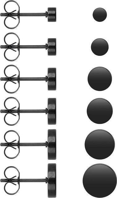 SHTZZCA Steckohrringe Edelstahl, Schwarz, Unisex, 3 mm - 8 mm - Bild 1