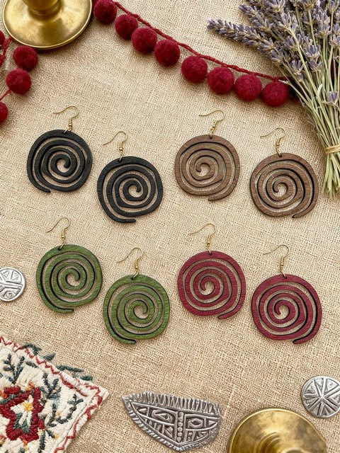 YULUCH Ohrringe, geometrisch, rund, hohl, asymmetrisch, spiralförmig, Damen - Bild 1