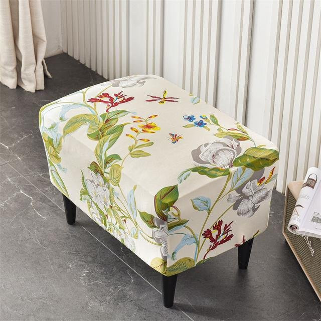 Elastische Ohrensesselbezüge mit Sitzkissenbezug in Grau mit Blumenmuster - Bild 1