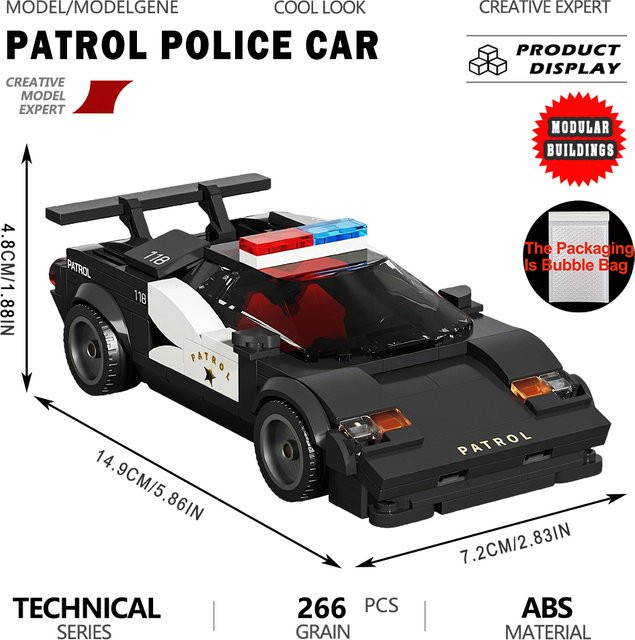 yangkili Mini Polizeiauto, Baukasten, Kunststoff - Bild 1