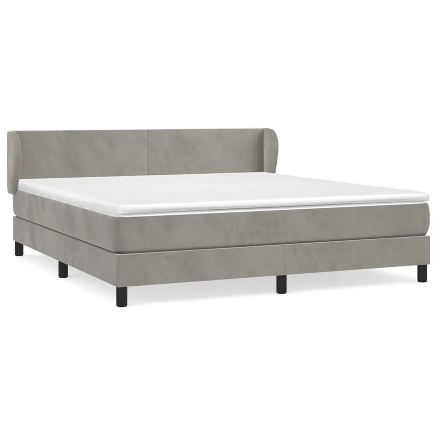 vidaXL Boxspringbett mit Matratze in Hellgrau, Hybrid-Design mit Taschenfederkern und Samtbezug, B/T: 160 x 200 cm - Bild 2