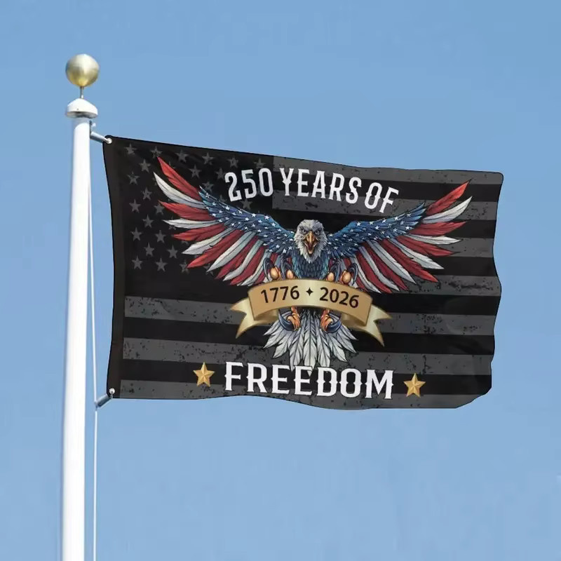 VIKAMA Wandteppich 250 Jahre Freiheit Vintage US-Flagge mit Amerikanischem Adler aus Polyester, Mehrfarbig, B/H: 60 x 40 cm - Bild 3