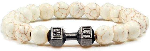 Perlen Armband, Naturstein, Weiß, Unisex, 21cm - Bild 1