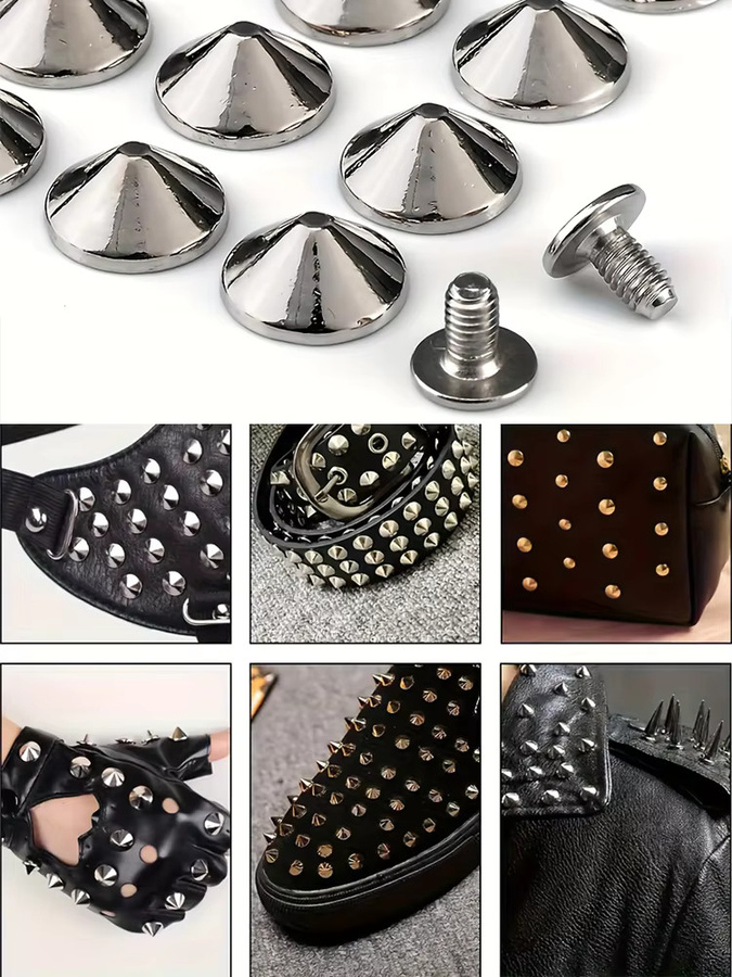 300 Sets Rundschraubverschluss-Punk-Nieten für Kleidung, Schuhe und Lederhandwerk in Schwarz und Silber, Durchmesser: 4,7 mm - Bild 5