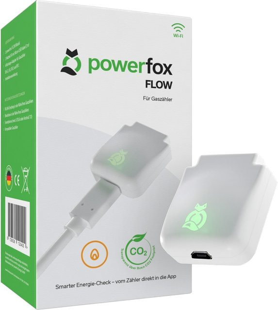 Powerfox FLOW Energiekosten-Messgerät für Gaszähler mit App-Steuerung und Datenloggerfunktion in Weiß - Bild 1